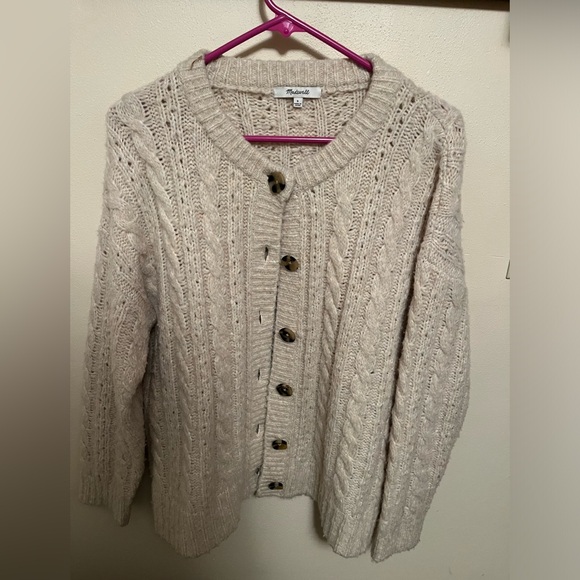 Madewell Pointelle Cable Cardigan Sweater - Size Small - Picture 4 of 6